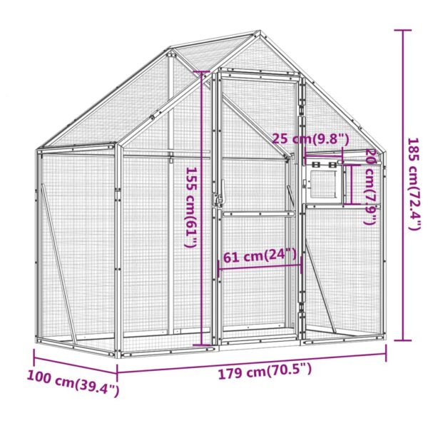 vidaXL Aviary Anthracite 179x100x185 cm Aluminium - Image 7