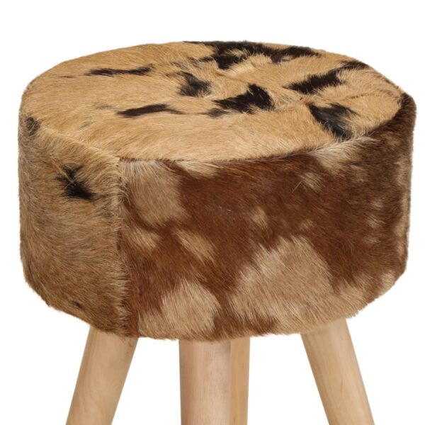 vidaXL Bar Stools 2 pcs Brown Rough Mango Wood and Real Leather - Image 3