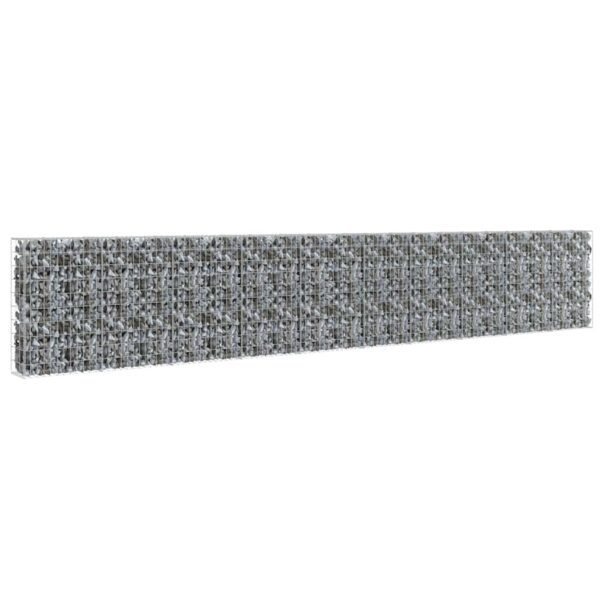 vidaXL Gabion Wall with Covers Galvanised Steel 600x30x100 cm - Image 2