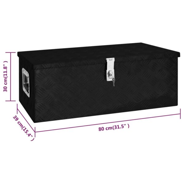 vidaXL Storage Box Black 80x39x30 cm Aluminium - Image 8