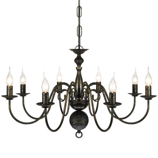 vidaXL Antique Black Metal Chandelier 8 x E14 Bulbs - Image 4