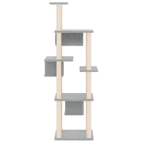 vidaXL Cat Tree with Sisal Scratching Posts Light Grey 169 cm - Image 4
