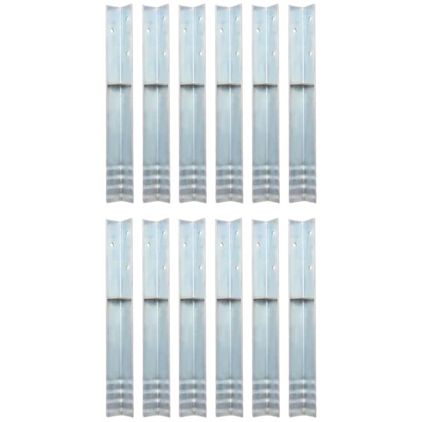 vidaXL L-shaped Ground Anchors 12 pcs Galvanised Steel 5x5x50 cm - Image 1