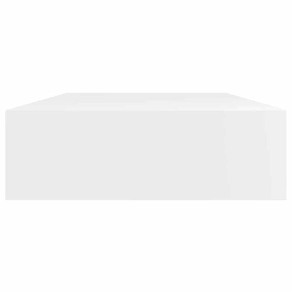 White MDF Floating Wall Display Shelf 1 Drawer Book/DVD Storage - Image 5