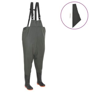 vidaXL Wading Pants with Boots Green Size 38