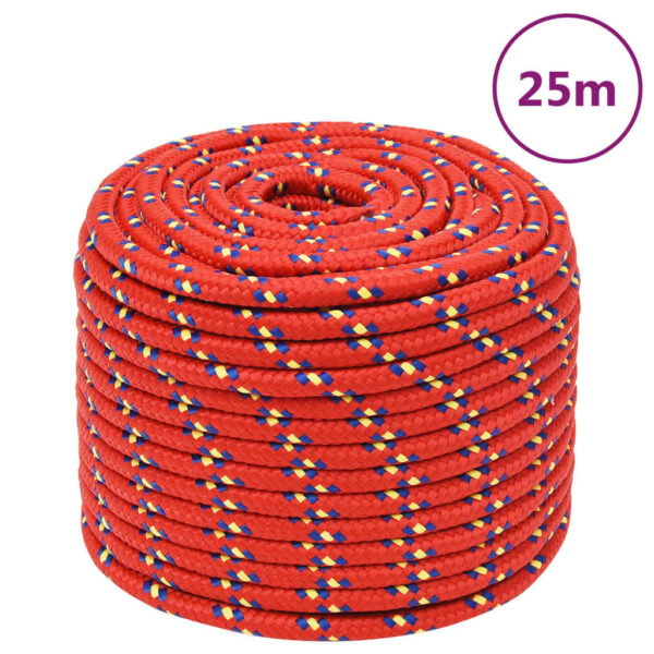 vidaXL Boat Rope Red 12 mm 25 m Polypropylene - Image 1