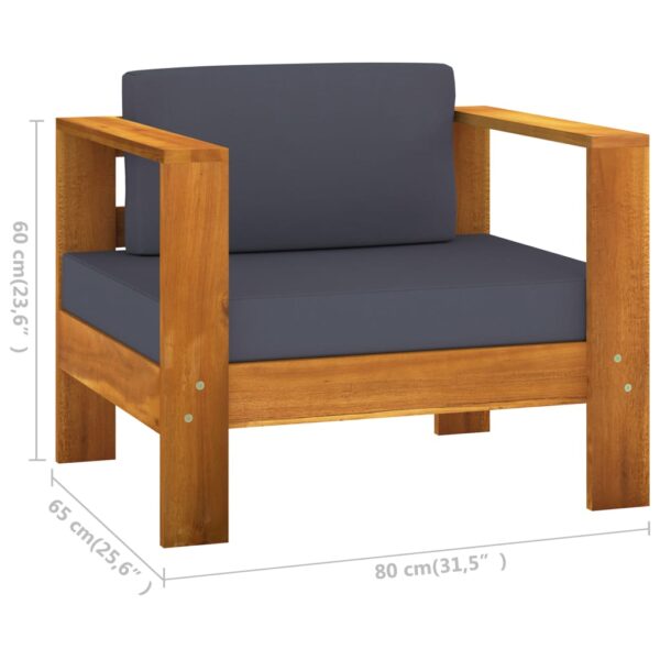 vidaXL 10 Piece Garden Lounge Set with Dark Grey Cushions Acacia Wood - Image 10