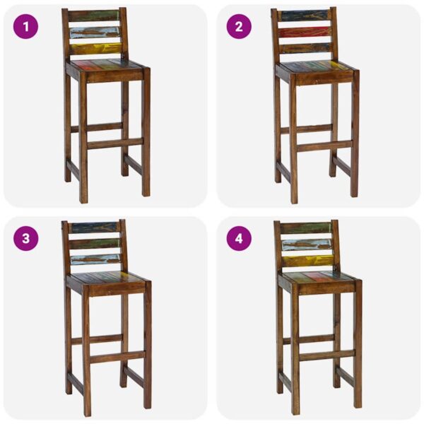 vidaXL Bar Stools 2 pcs Solid Reclaimed Wood - Image 3