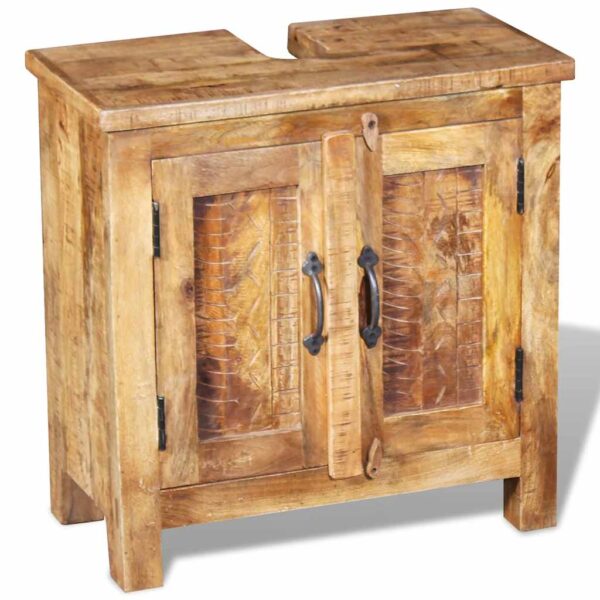 vidaXL Bathroom Vanity Cabinet with Mirror Solid Mango Wood - Image 6