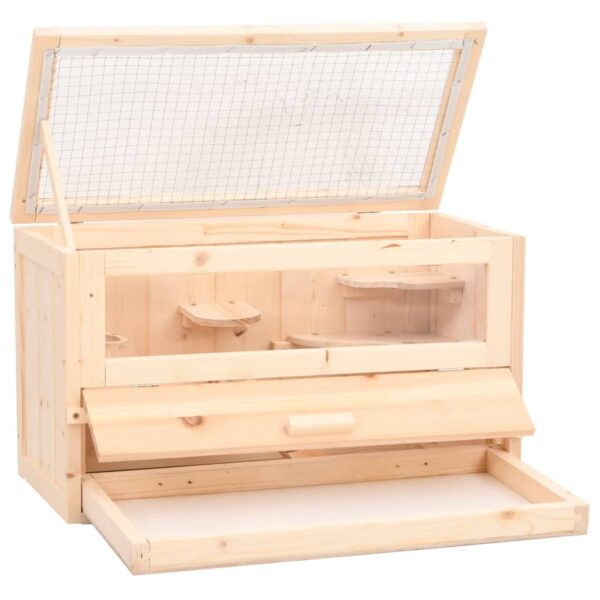 vidaXL Hamster Cage 60x30x35 cm Solid Wood Fir - Image 3