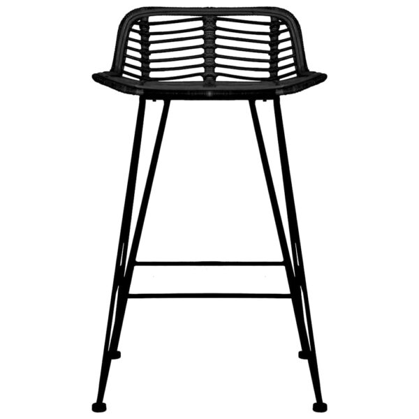 vidaXL Bar Chairs 2 pcs Black Rattan - Image 3
