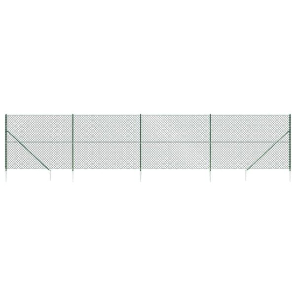 vidaXL Chain Link Fence with Spike Anchors Green 1.6x10 m - Image 2