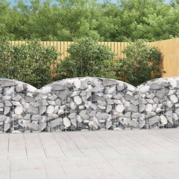 vidaXL Arched Gabion Basket 200x50x80/100 cm Galvanised Iron - Image 1