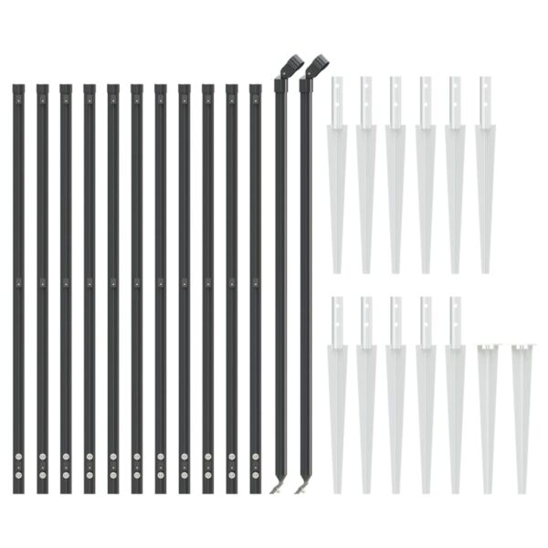 vidaXL Wire Mesh Fence with Spike Anchors Anthracite 1x25 m - Image 3