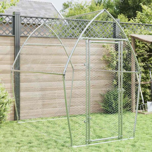 vidaXL Chicken Cage Silver 200x105x182 cm Galvanised Steel - Image 1
