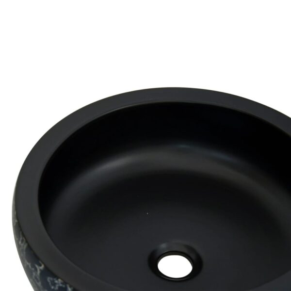 vidaXL Countertop Basin Black and Blue Round Φ41x14 cm Ceramic - Image 5