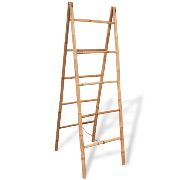 vidaXL Double Towel Ladder with 5 Rungs Bamboo 50x160 cm - Image 1