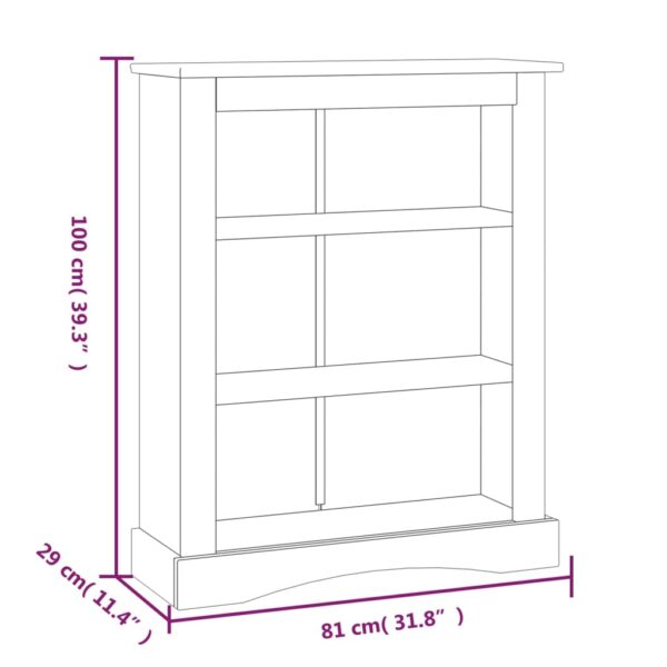vidaXL 3-Tier Bookcase Mexican Pine Corona Range White 81x29x100 cm - Image 8