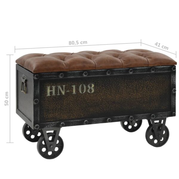 vidaXL Storage Bench 80.5x41x50 cm Solid Wood and Artificial Leather - Image 10