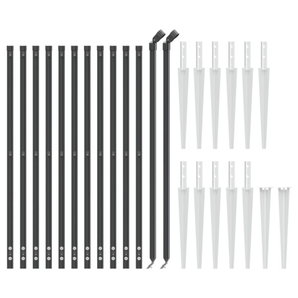 vidaXL Wire Mesh Fence with Spike Anchors Anthracite 1x25 m - Image 3
