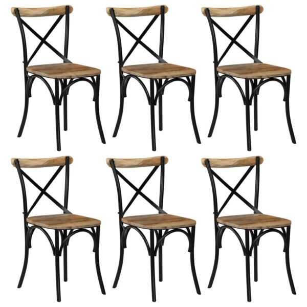 vidaXL Cross Chairs 6 pcs Black Solid Mango Wood - Image 1