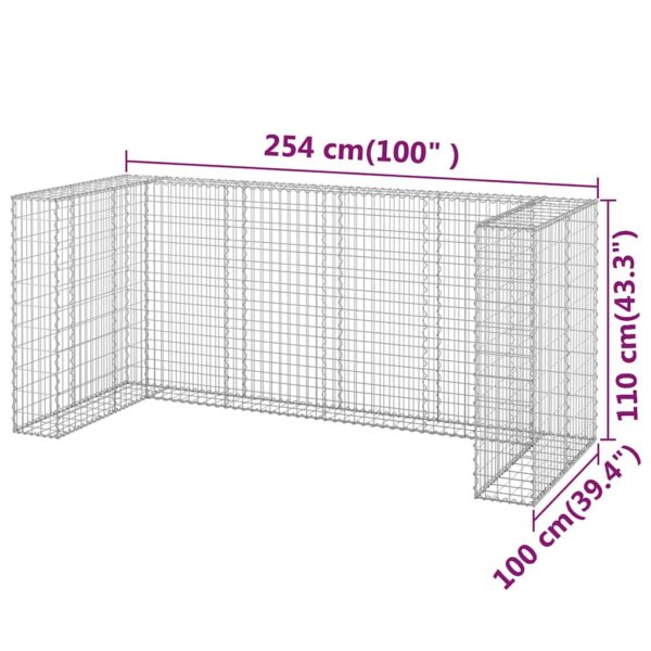vidaXL Gabion Wall for Garbage Bins Galvanised Steel 254x100x110 cm - Image 8
