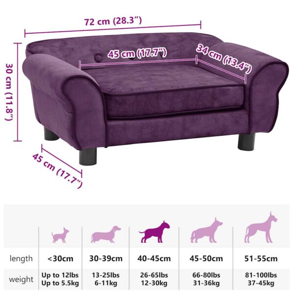 vidaXL Dog Sofa Burgundy 72x45x30 cm Plush - Image 9