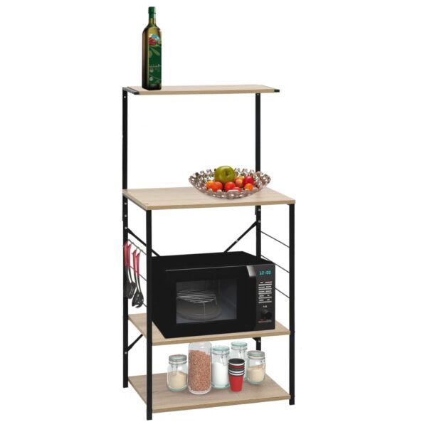 vidaXL Microwave Cabinet Black and Oak 60x39.6x123 cm Engineered Wood - Image 1