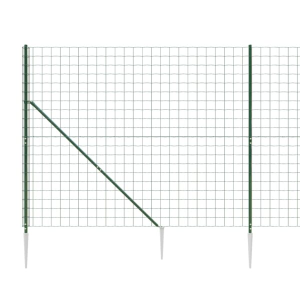 vidaXL Wire Mesh Fence with Spike Anchors Green 1.4x25 m - Image 4