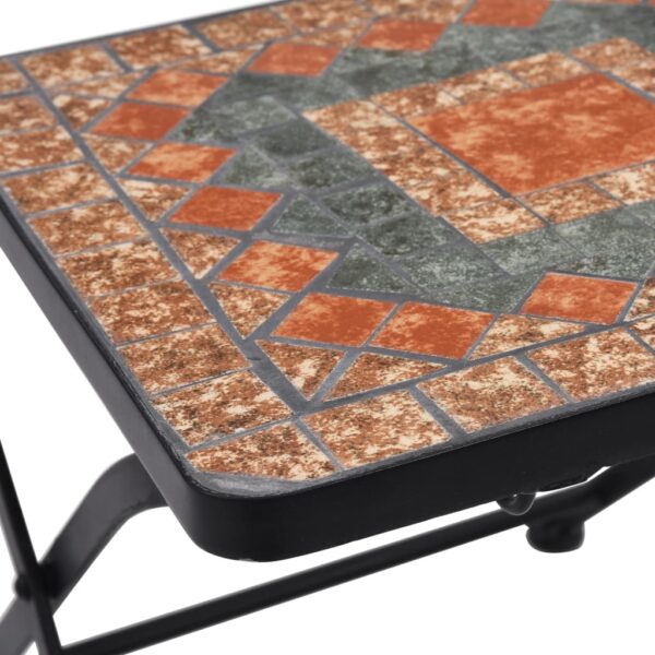 vidaXL 3 Piece Mosaic Bistro Set Ceramic Tile Orange/Grey - Image 11