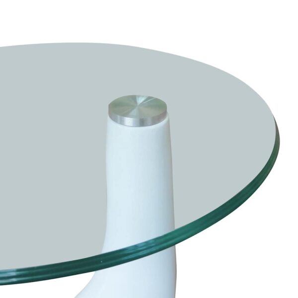 vidaXL Coffee Table 2 pcs with Round Glass Top High Gloss White - Image 6