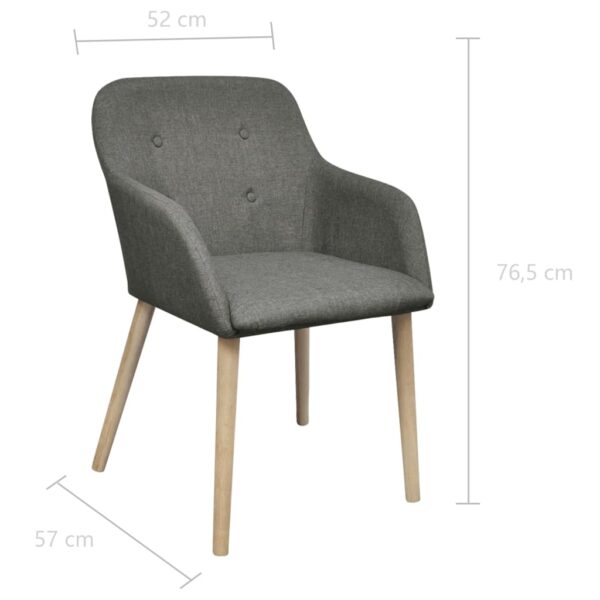 vidaXL Dining Chairs 2 pcs Light Grey Fabric and Solid Oak Wood - Image 6