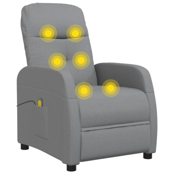 vidaXL Massage Chair Light Grey Fabric - Image 6