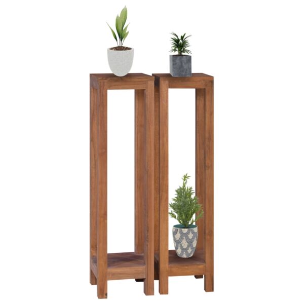 vidaXL Plant Stands 2 pcs 25x25x100 cm Solid Teak Wood - Image 1
