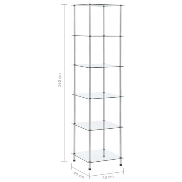 vidaXL 6-Tier Shelf Transparent 40x40x160 cm Tempered Glass - Image 7