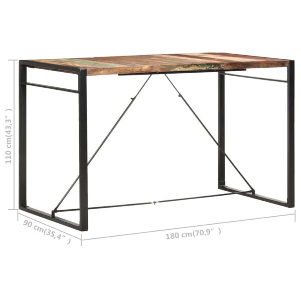 vidaXL Bar Table 180x90x110 cm Solid Reclaimed Wood - Image 5