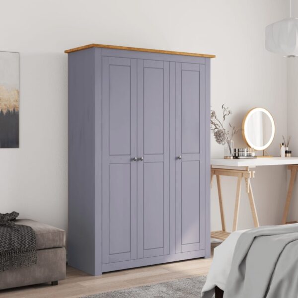 vidaXL 3-Door Wardrobe Grey 118x50x171.5 cm Pine Panama Range - Image 1