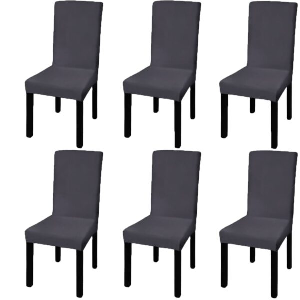 vidaXL Straight Stretchable Chair Cover 6 pcs Anthracite - Image 1