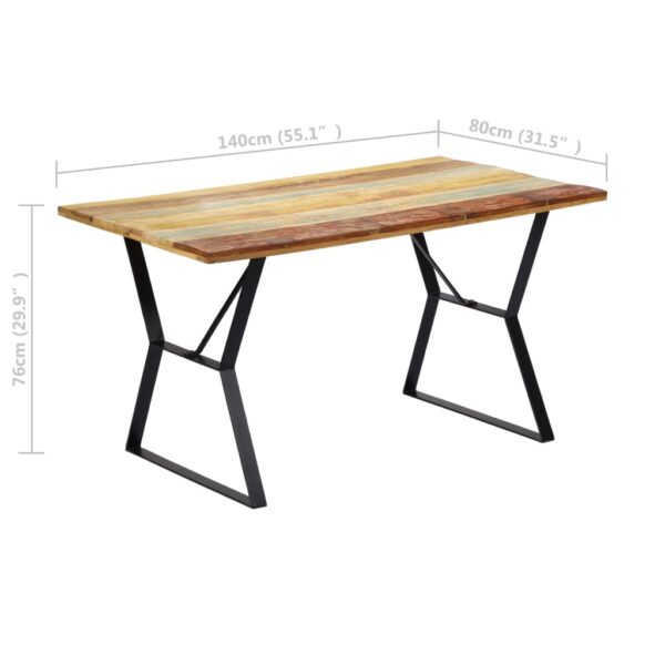 vidaXL Dining Table 140x80x76 cm Solid Reclaimed Wood - Image 7