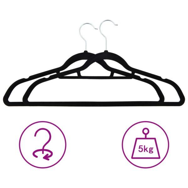 vidaXL 100 pcs Clothes Hanger Set Anti-slip Black Velvet - Image 3