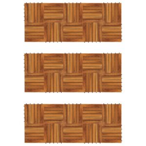 Decking Tiles Vertical Pattern 30 x 30 cm Acacia Set of 30