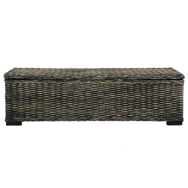 vidaXL Storage Box 120 cm Black Kubu Rattan and Solid Mango Wood - Image 3