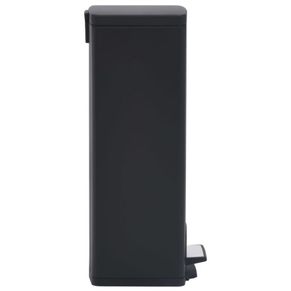 vidaXL Dustbin with Pedal Anti-fingerprint 30L Black Stainless Steel - Image 4