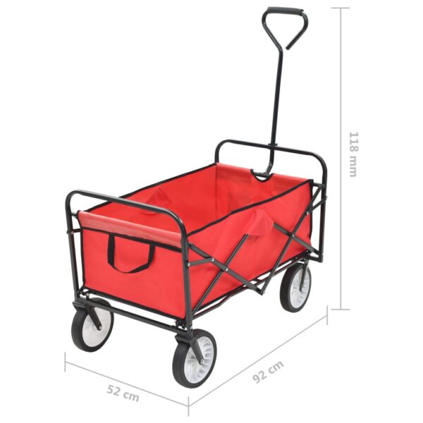vidaXL Folding Hand Trolley Steel Red - Image 8