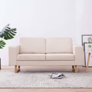 vidaXL 2-Seater Sofa Fabric Cream