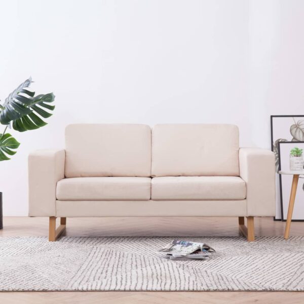 vidaXL 2-Seater Sofa Fabric Cream - Image 1