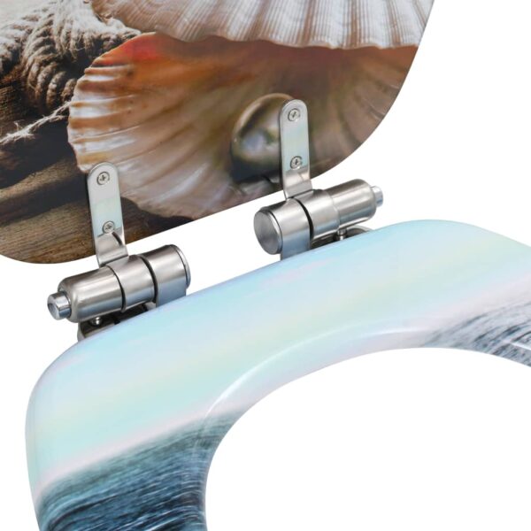 vidaXL WC Toilet Seat with Soft Close Lid MDF Muschel Design - Image 6