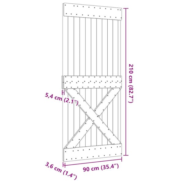 vidaXL Door NARVIK 90x210 cm Solid Wood Pine - Image 9