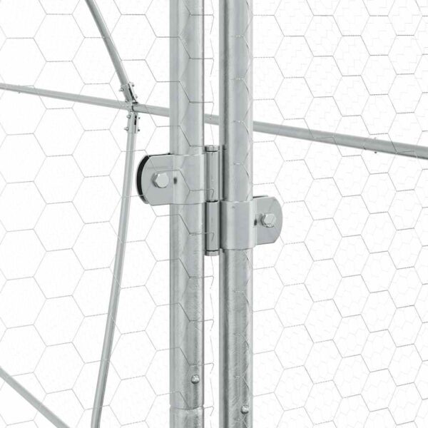 vidaXL Chicken Cage Silver 400x105x182 cm Galvanised Steel - Image 9