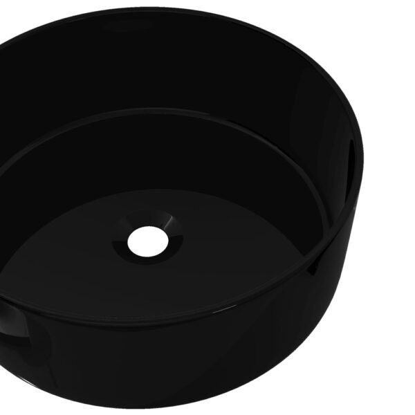 vidaXL Basin Ceramic Round Black 40x15 cm - Image 4